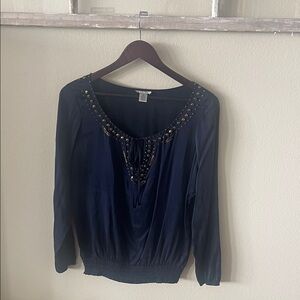 Cache Midnight Blue Studded Blouse